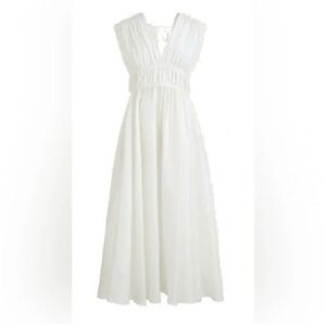 J. Crew White Sleeveless Dress with V-Neck